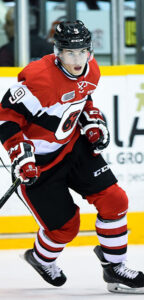 Ottawa 67's player Austen Keating on the ice playing at The Arena at TD PlCE