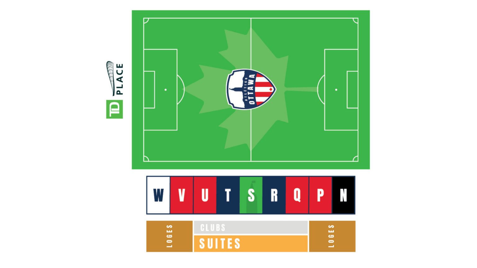 Atletico seating map at The Stadium at TD Place - TD Place | Lansdowne Live