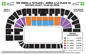 FMX seating Map 2024 at The Arena TD Place in Ottawa.